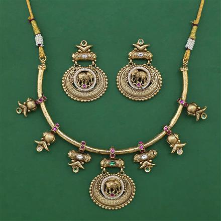 Antique Animal Necklace with Matte Gold Plating