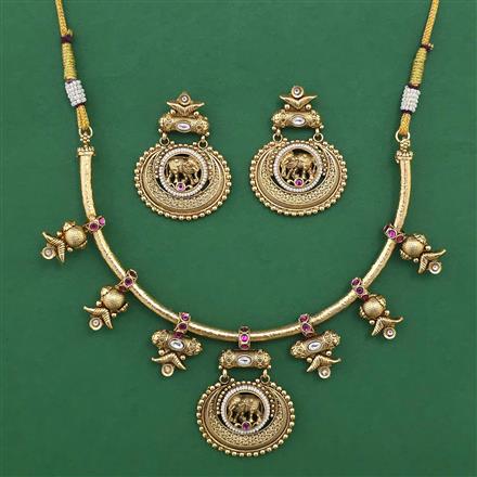 Antique Animal Necklace with Matte Gold Plating