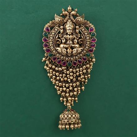 Antique Temple Hair Brooch with Matte Gold Plating