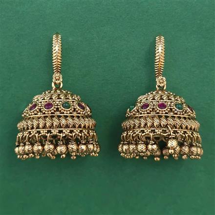 Antique Jhumki with Matte Gold Plating