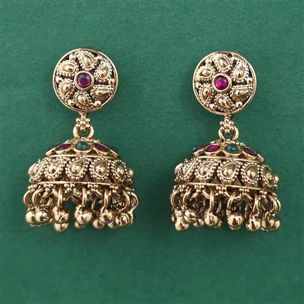 Antique Jhumki with Matte Gold Plating
