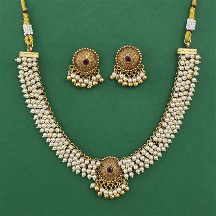 Antique Classic Necklace with Matte Gold Plating