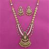Antique Long Necklace with Matte Gold Plating
