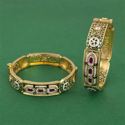 Antique Meenakari Bangles with Matte Gold Plating