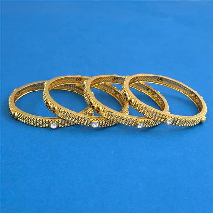 Antique 4 Pc Classic Bangles with Matte Gold Plating
