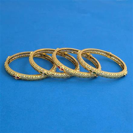 Antique 4 Pc Classic Bangles with Matte Gold Plating