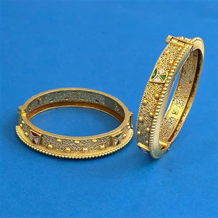Antique 2 Pc Openable Bangles with Matte Gold Plating