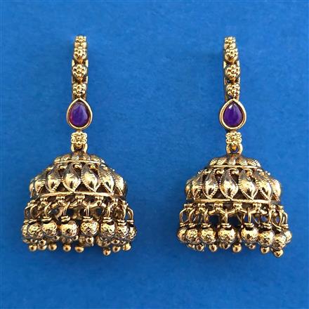 Antique Jhumki with Matte Gold Plating