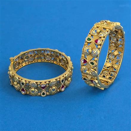 Antique 2 Pc Openable Bangles with Matte Gold Plating