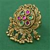 Antique Adjustable Ring with Matte Gold Plating