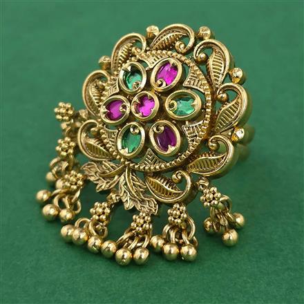 Antique Adjustable Ring with Matte Gold Plating