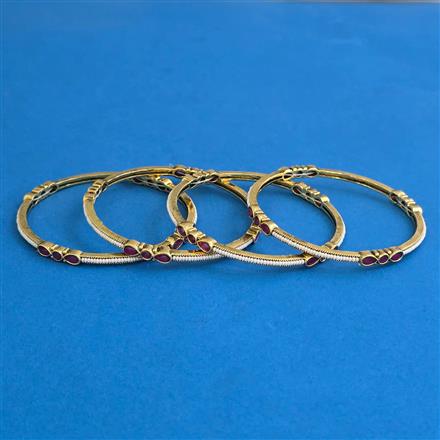 Antique 4 Pc Pearl Bangles with Matte Gold Plating