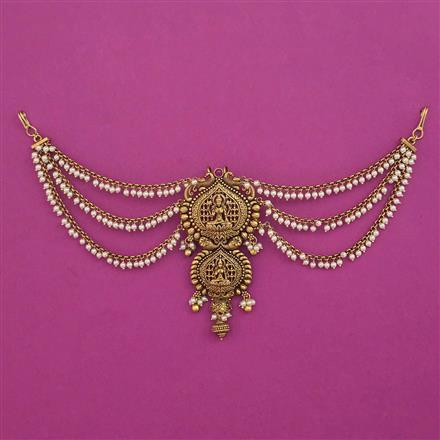 Antique Temple Hair Brooch with Matte Gold Plating