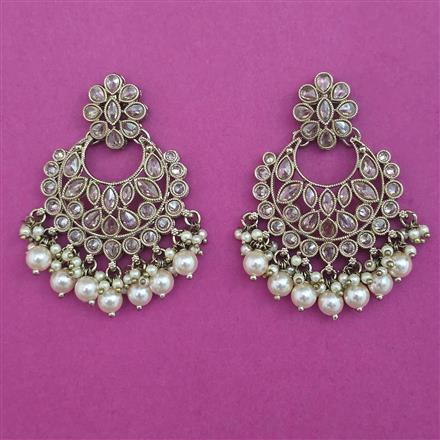 Antique Pearl Earring with Mehndi Plating