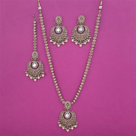 Antique Long Necklace with Mehndi Plating