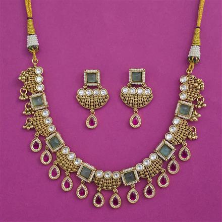 Antique Pearl Necklace with Matte Gold Plating