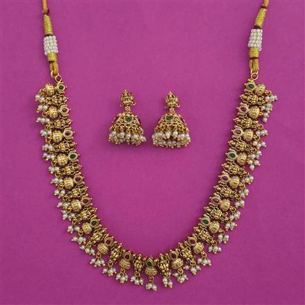 Antique Temple Necklace with Matte Gold Plating