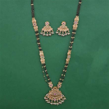 Antique Long Mangalsutra with Matte Gold Plating