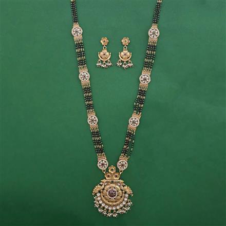 Antique Long Mangalsutra with Matte Gold Plating