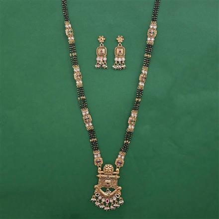 Antique Long Mangalsutra with Matte Gold Plating