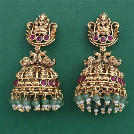 Antique Temple Earring with Matte Gold Plating