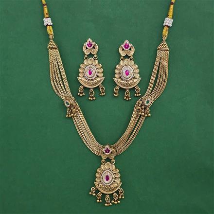 Antique Pearl Necklace with Matte Gold Plating