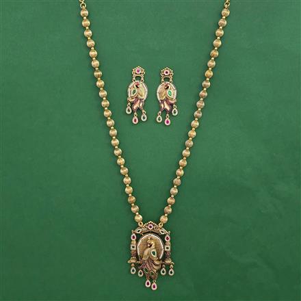 Antique Birds Pendant Set with Matte Gold Plating