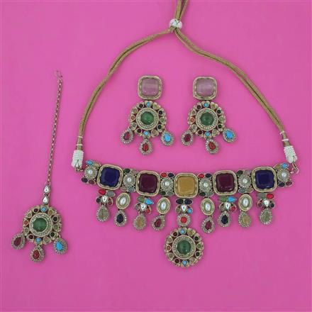 Antique Heritage Necklace with Mehndi Plating