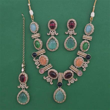 Antique Heritage Necklace with Mehndi Plating