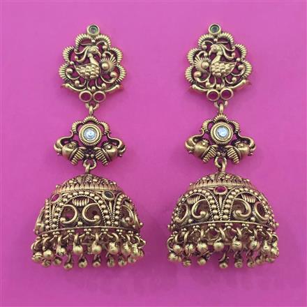 Antique Jhumki with Matte Gold Plating