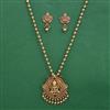 Antique Temple Pendant Set with Matte Gold Plating
