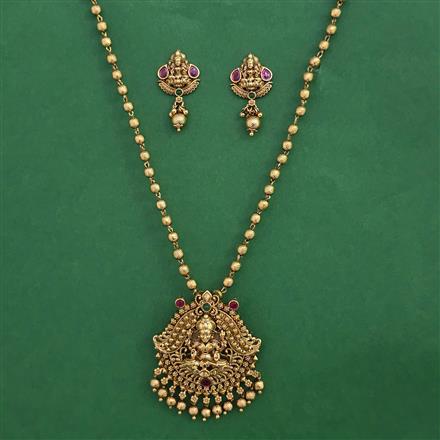 Antique Temple Pendant Set with Matte Gold Plating