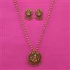 Antique Temple Pendant Set with Matte Gold Plating