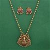 Antique Temple Pendant Set with Matte Gold Plating