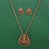 Antique Temple Pendant Set with Matte Gold Plating