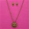 Antique Temple Pendant Set with Matte Gold Plating