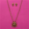 Antique Temple Pendant Set with Matte Gold Plating