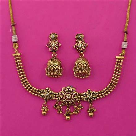 Antique Classic Necklace with Matte Gold Plating