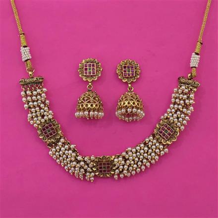 Antique Classic Necklace with Matte Gold Plating