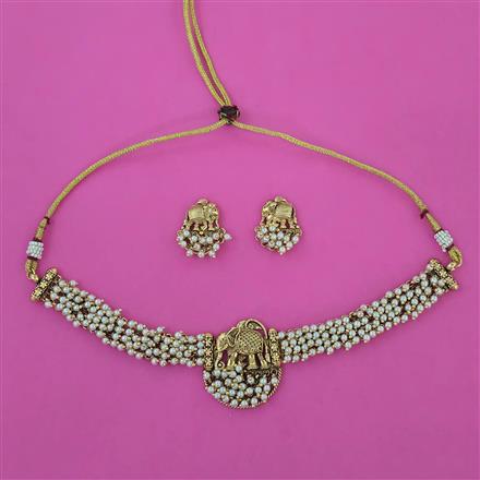 Antique Animal Necklace with Matte Gold Plating