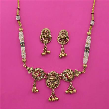 Antique Temple Necklace with Matte Gold Plating
