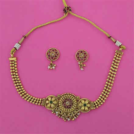 Antique Classic Necklace with Matte Gold Plating