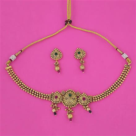 Antique Classic Necklace with Matte Gold Plating