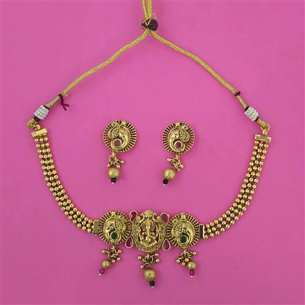 Antique Temple Necklace with Matte Gold Plating