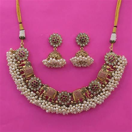 Antique Animal Necklace with Matte Gold Plating