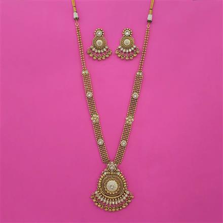Antique Long Necklace with Matte Gold Plating