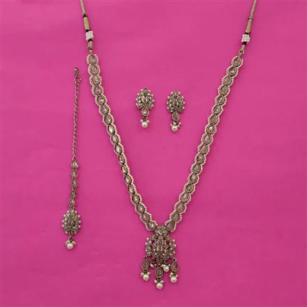 Antique Long Necklace with Mehndi Plating
