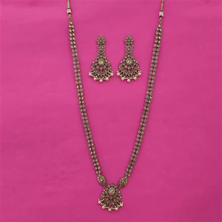 Antique Long Necklace with Mehndi Plating