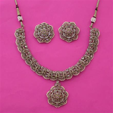Antique Pearl Necklace with Mehndi Plating