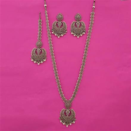 Antique Long Necklace with Mehndi Plating
